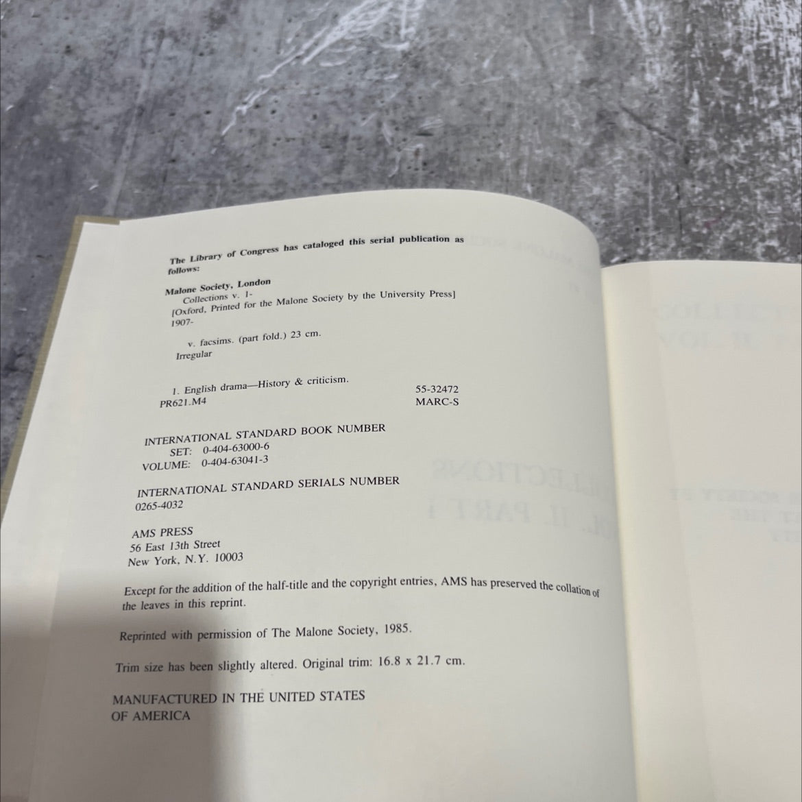 collections vol. ii. part i book, by Malone Society, 1985 Hardcover image 3