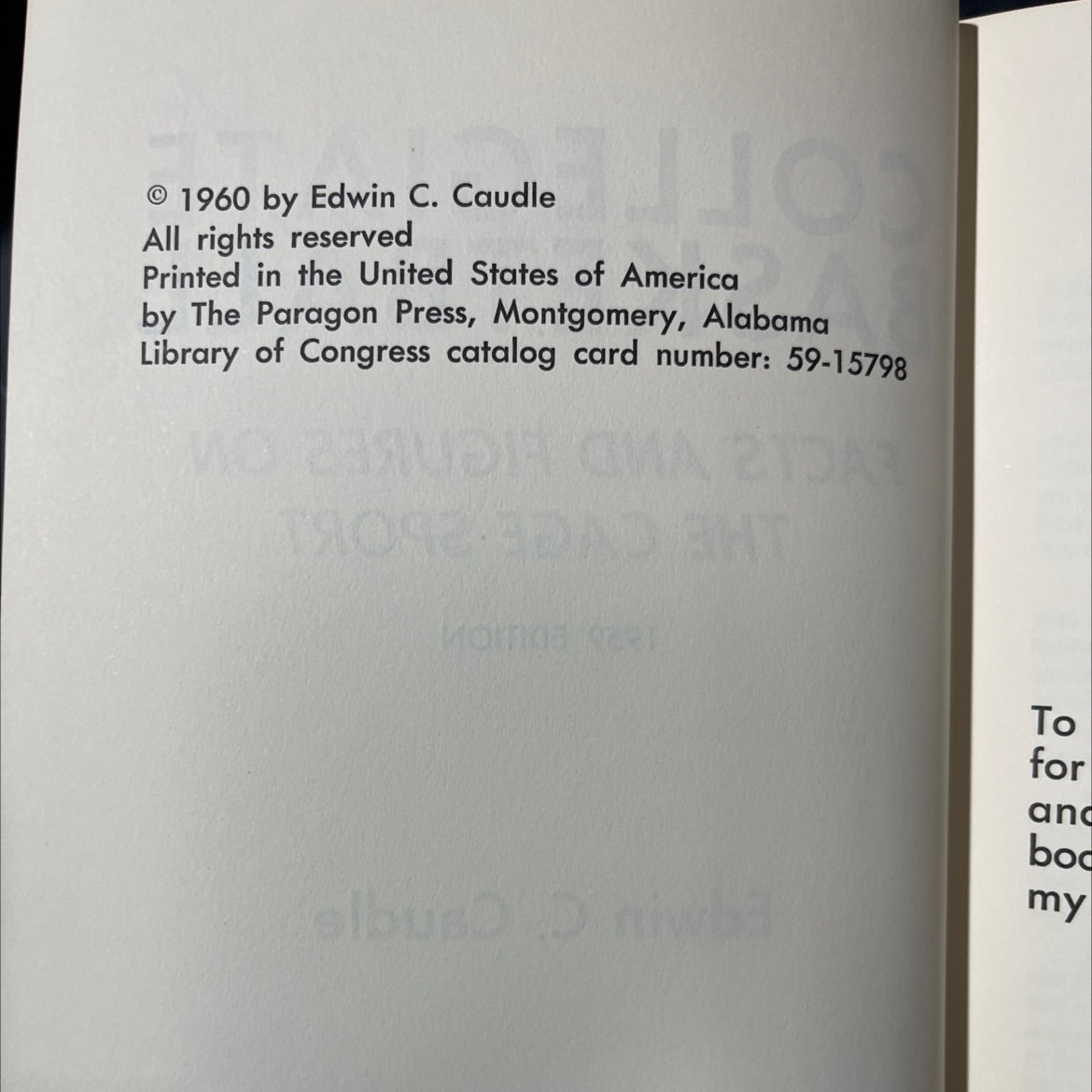 collegiate basketball facts and figures on the cage sport book, by edwin c. caudle, 1960 Hardcover image 3