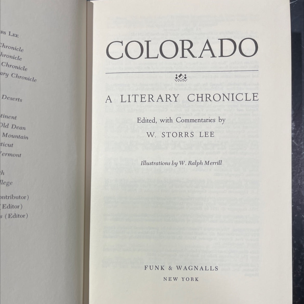 colorado a literary chronicle book, by w. storrs lee, 1970 Hardcover image 2