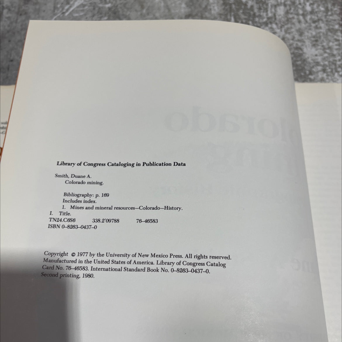 colorado mining a photographic history book, by duane a. smith, 1980 Hardcover image 3