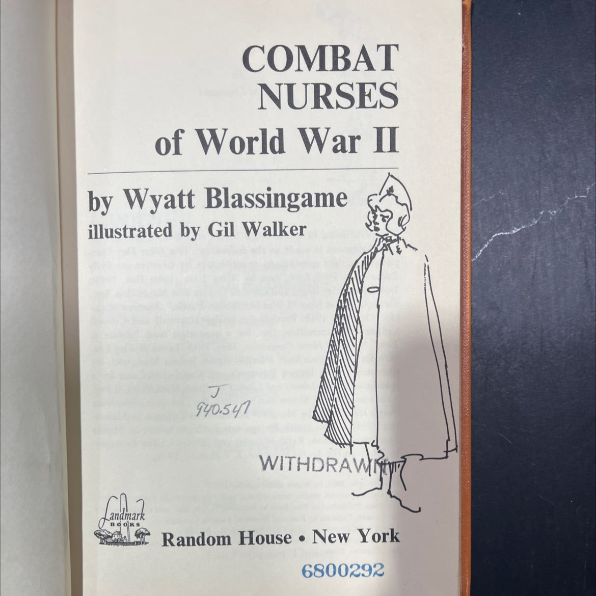 combat nurses of world war ii book, by wyatt blassingame, 1967 Hardcover image 2