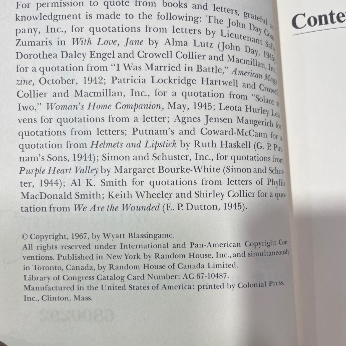 combat nurses of world war ii book, by wyatt blassingame, 1967 Hardcover image 3