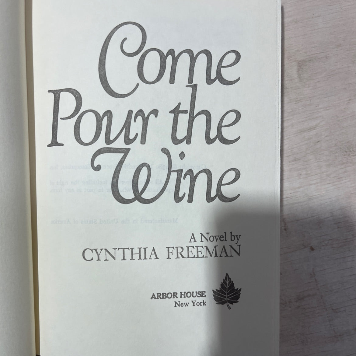 come pour the wine ohma to eva book, by cynthia freeman, 1980 Hardcover image 2
