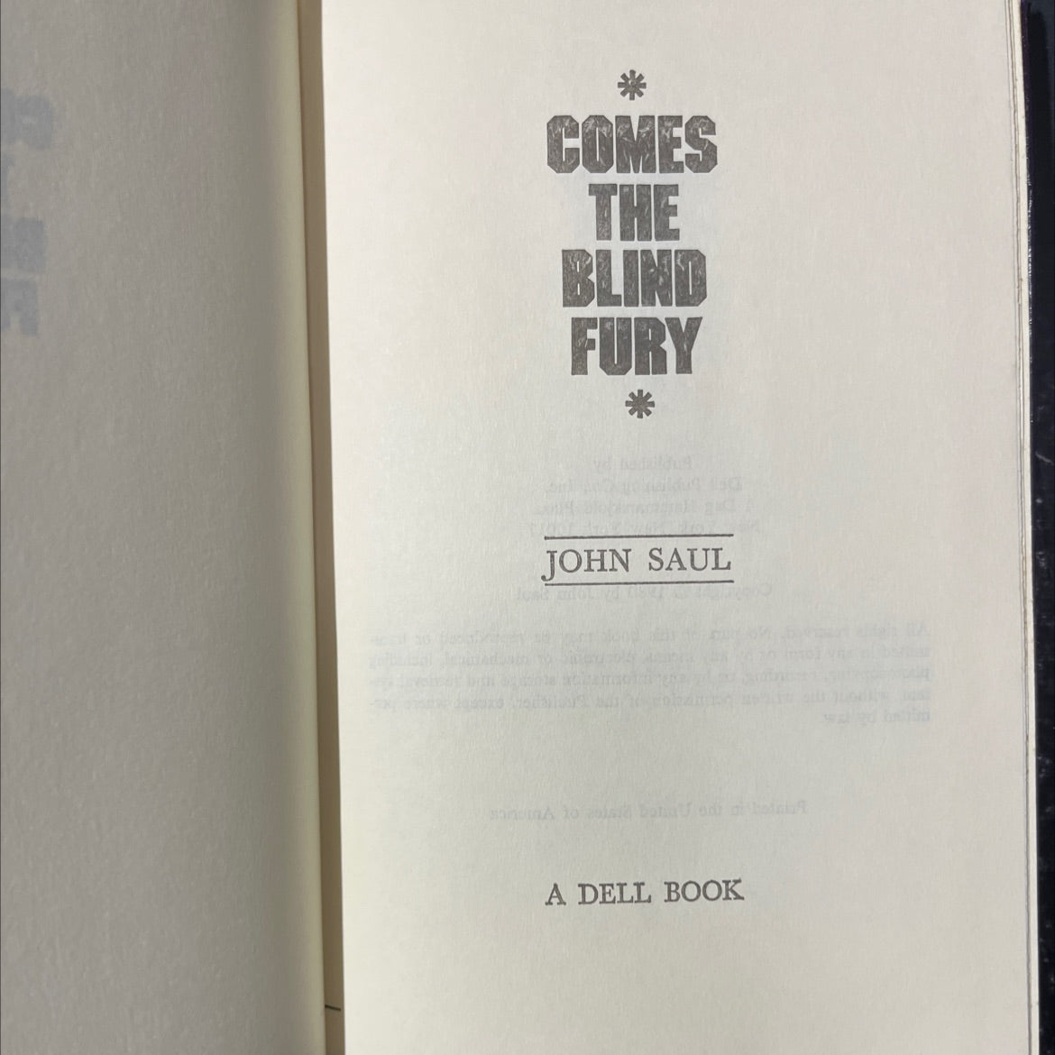 comes the blind fury book, by john saul, 1980 Hardcover image 2