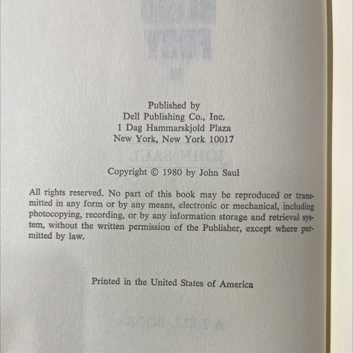 comes the blind fury book, by john saul, 1980 Hardcover image 3