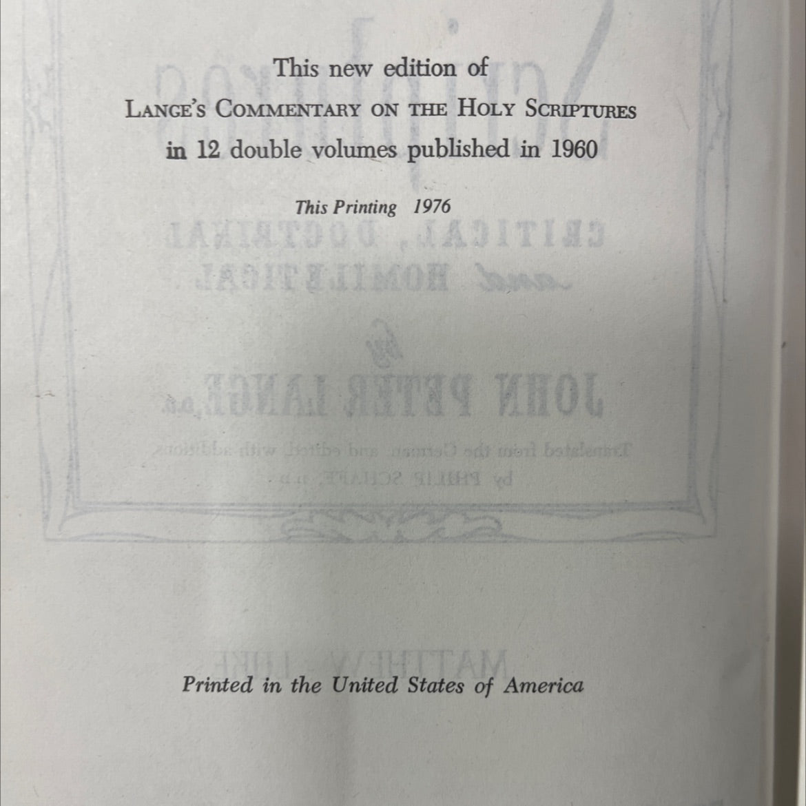 commentary on the holy scriptures critical, doctrinal and homiletical book, by john peter lange, 1976 Hardcover image 3
