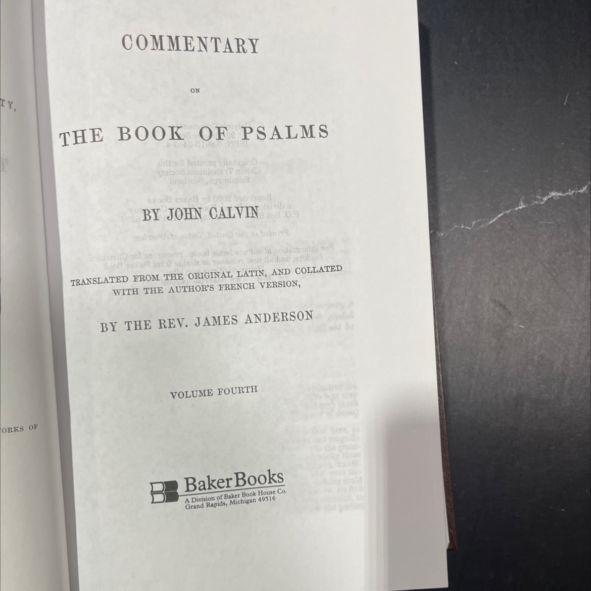 commentary on ty, the book of psalms book, by john calvin, 2003 Hardcover image 2
