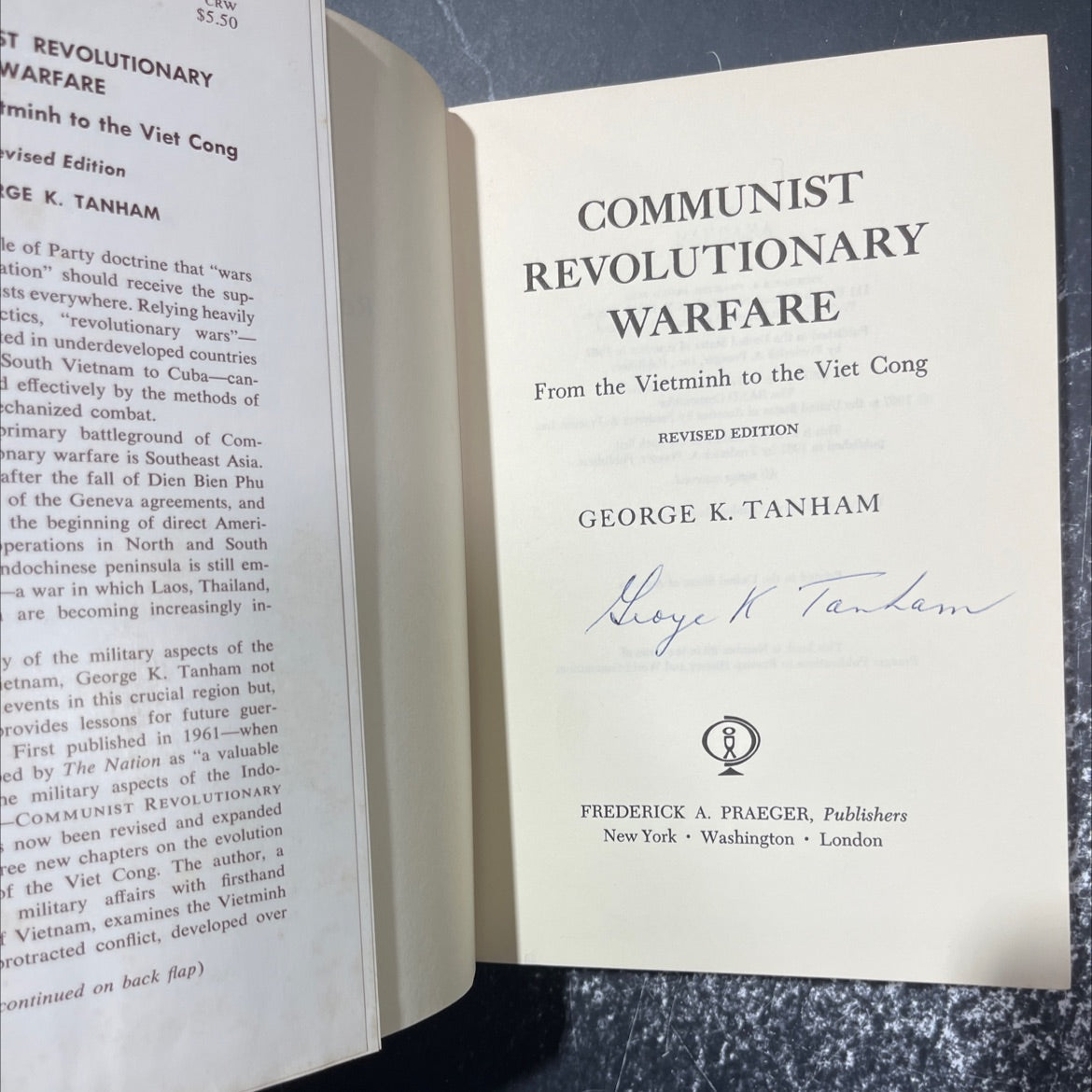 SIGNED communist revolutionary warfare from the vietminh to the viet cong revised edition book, by george k. tanham, image 4