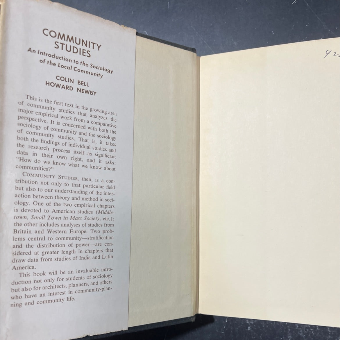 community studies an introduction to the sociology of the local community book, by Colin Bell and Howard Newby, 1972 image 4