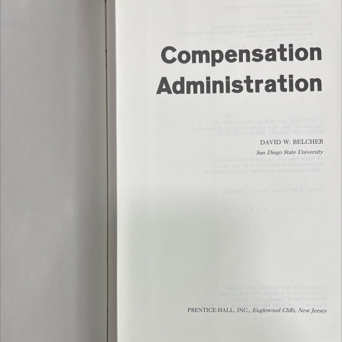 compensation administration book, by david w. belcher, 1974 Hardcover image 2