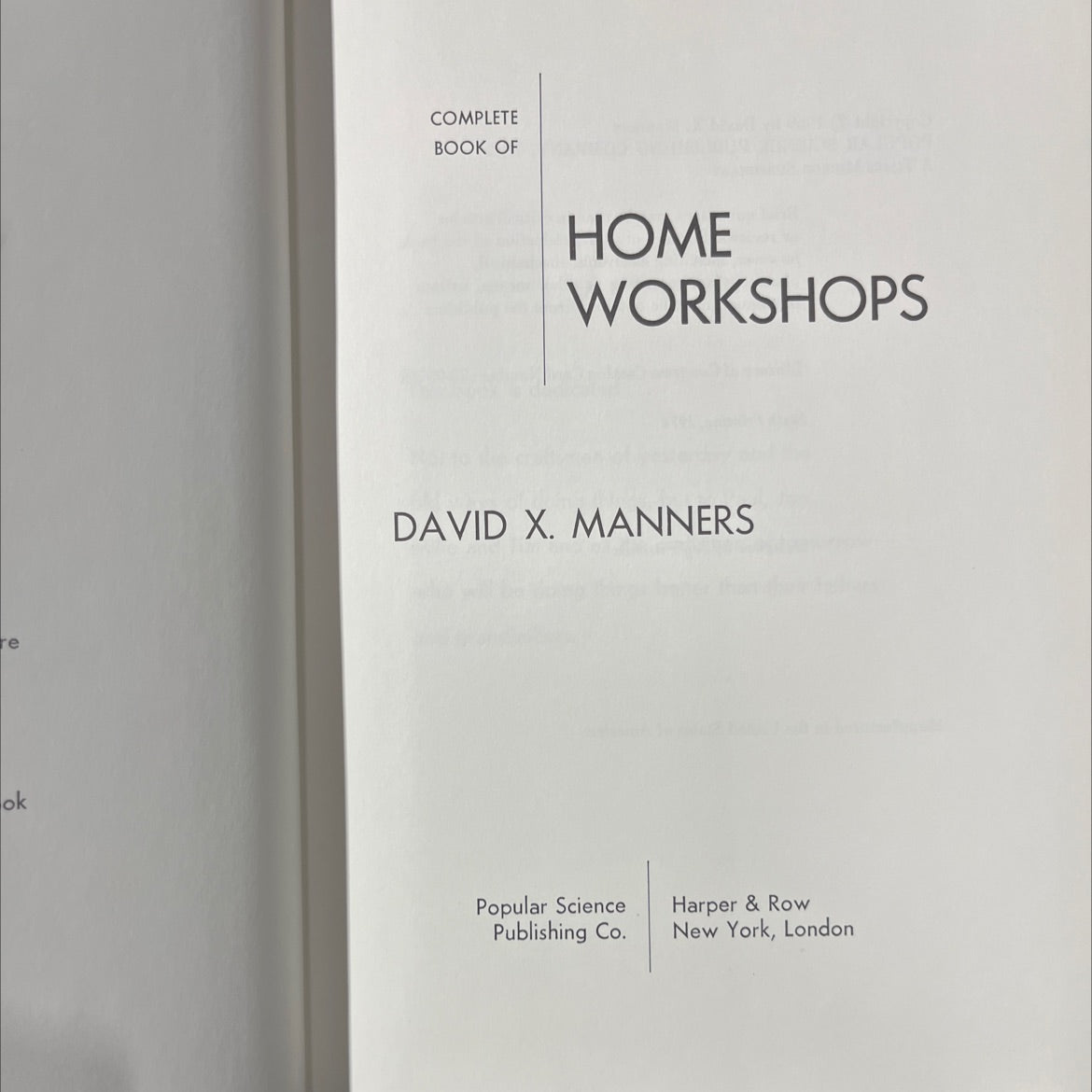complete book of home workshops book, by david x. manners, 1974 Hardcover image 2