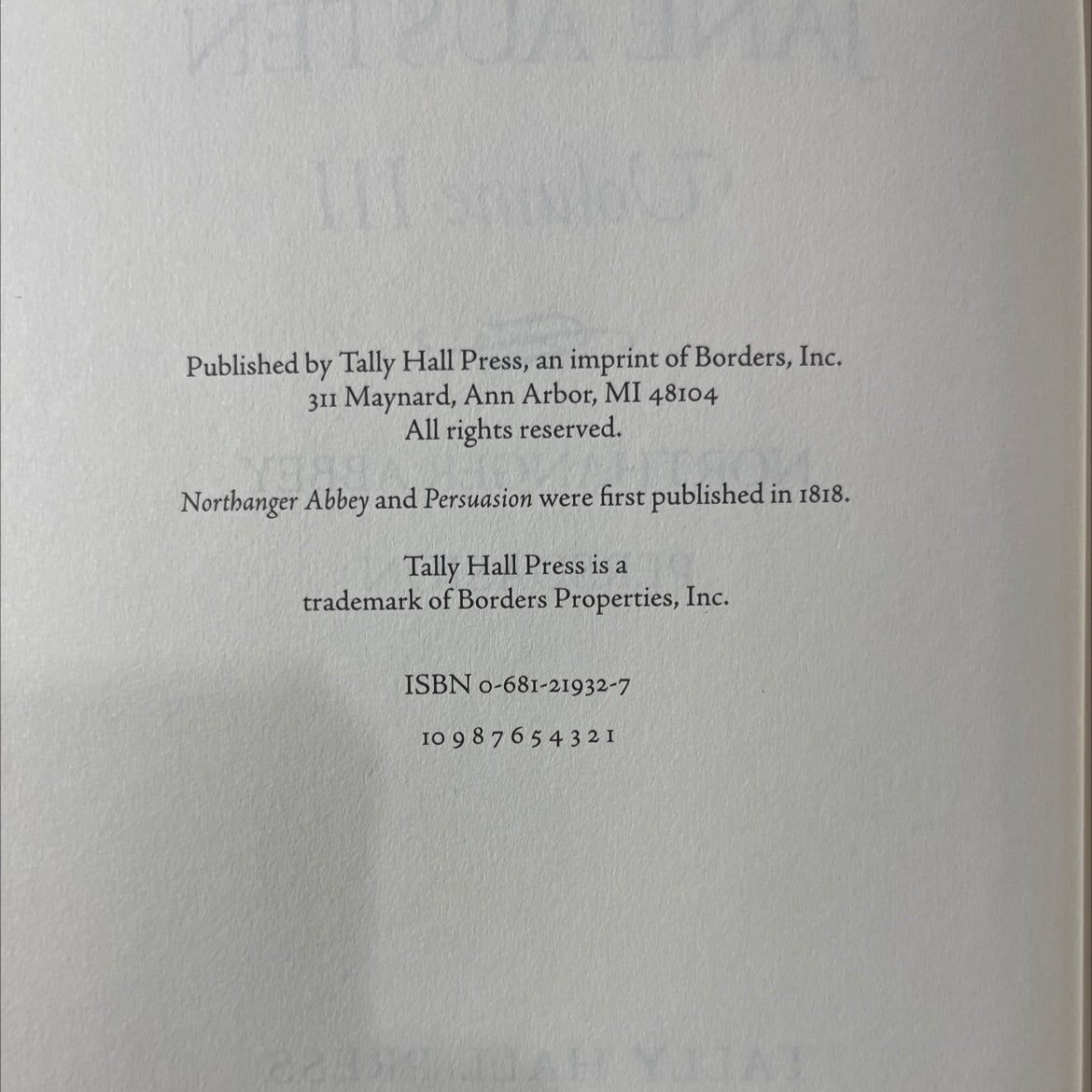 complete novels of jane austen volume iii northanger abbey persuasion book, by jane austen, 1996 Leather image 3