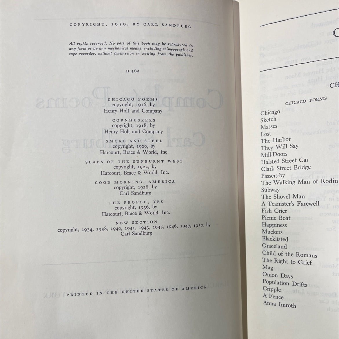 complete poems book, by carl sandburg, 1950 Hardcover image 3