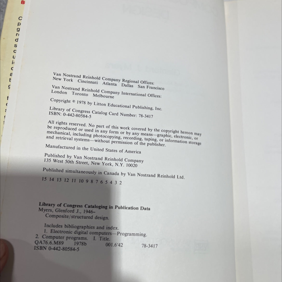 composite/structured design book, by glenford j. myers, 1978 Hardcover image 3