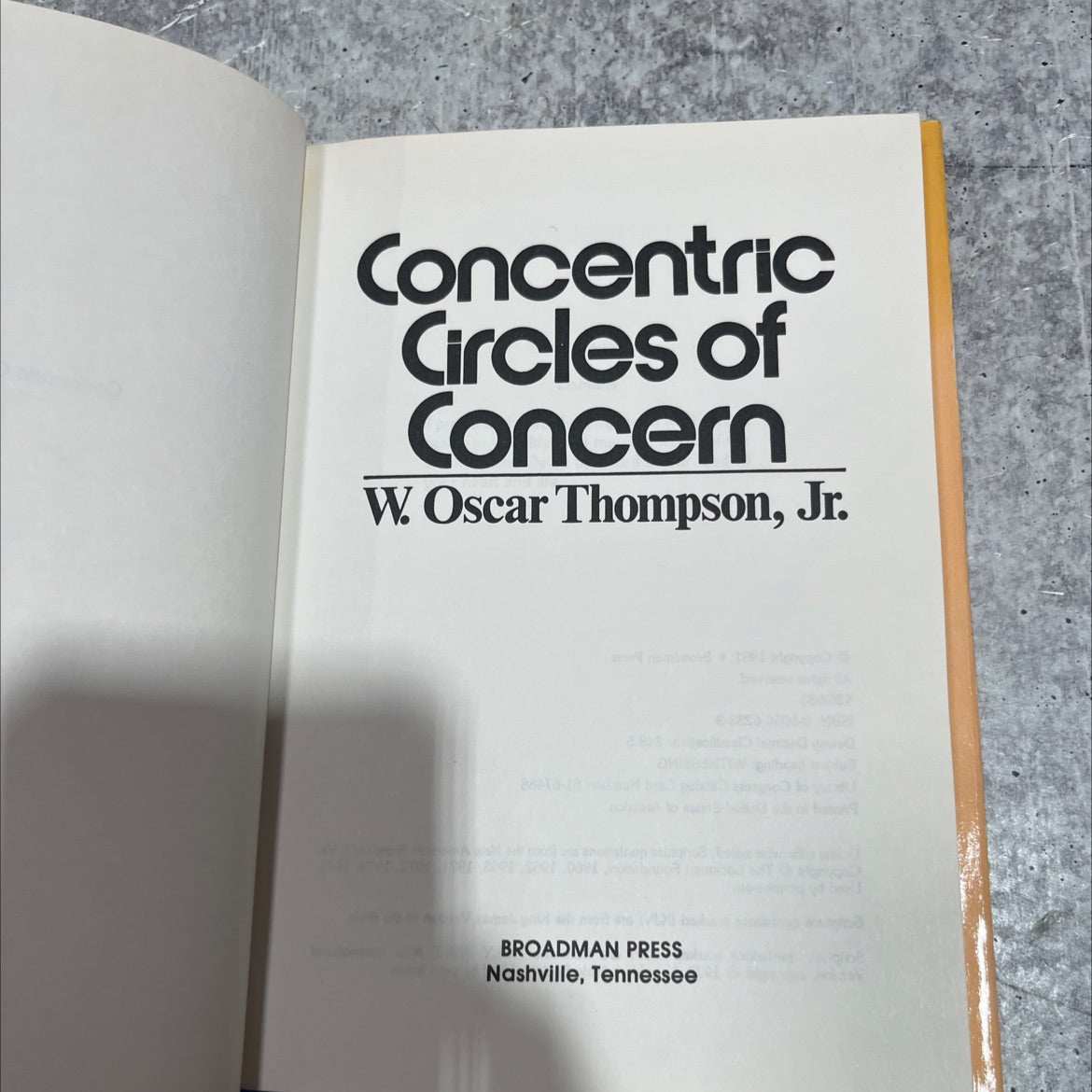 concentric circles of concern book, by w. oscar thompson, jr., 1981 Hardcover image 2