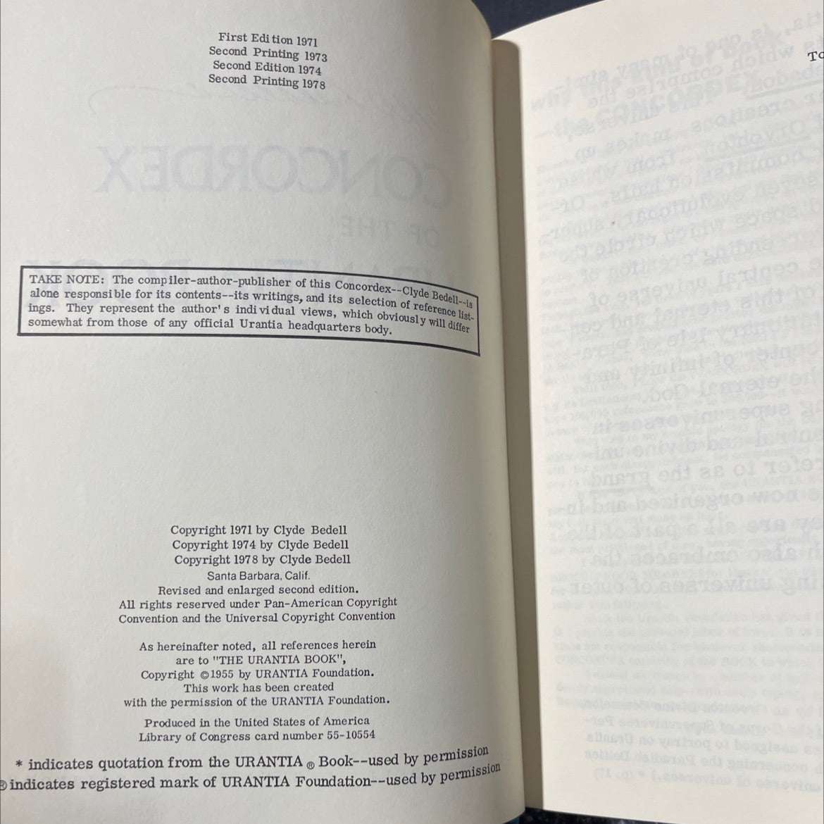 SIGNED concordex of the urantia book book, by clyde bedell, 1978 Hardcover, Vintage image 3