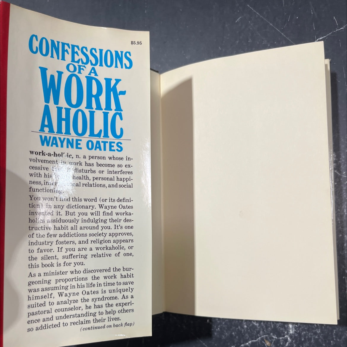confessions of a workaholic the facts about work addiction book, by Wayne Oates, 1971 Hardcover image 4