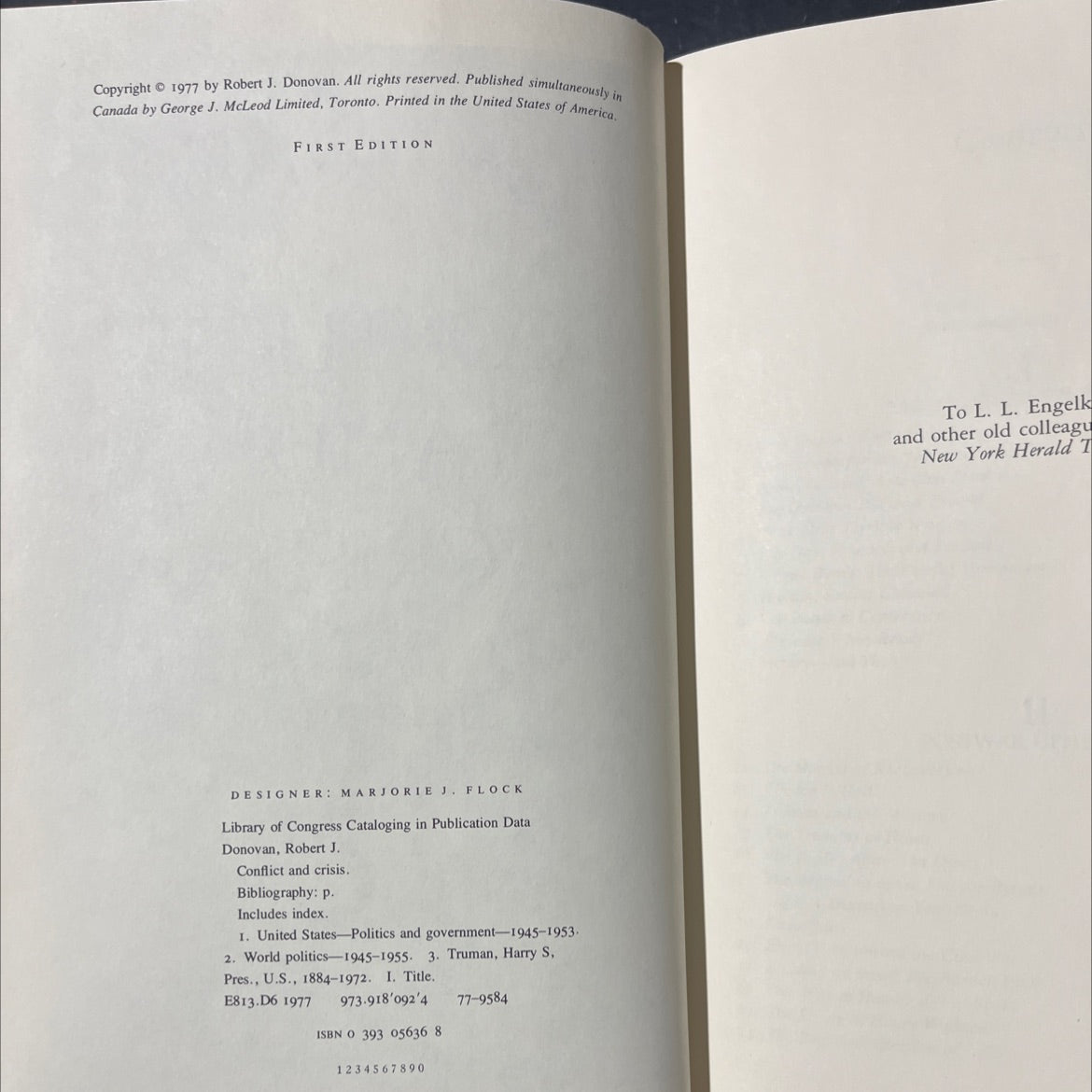 conflict and crisis the presidency of harry s truman 1945-1948 book, by Robert J. Donovan, 1977 Hardcover image 3