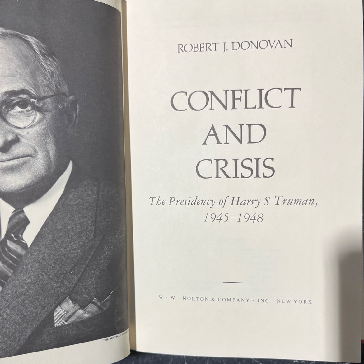 conflict and crisis the presidency of harry s truman 1945-1948 book, by Robert J. Donovan, 1977 Hardcover image 2