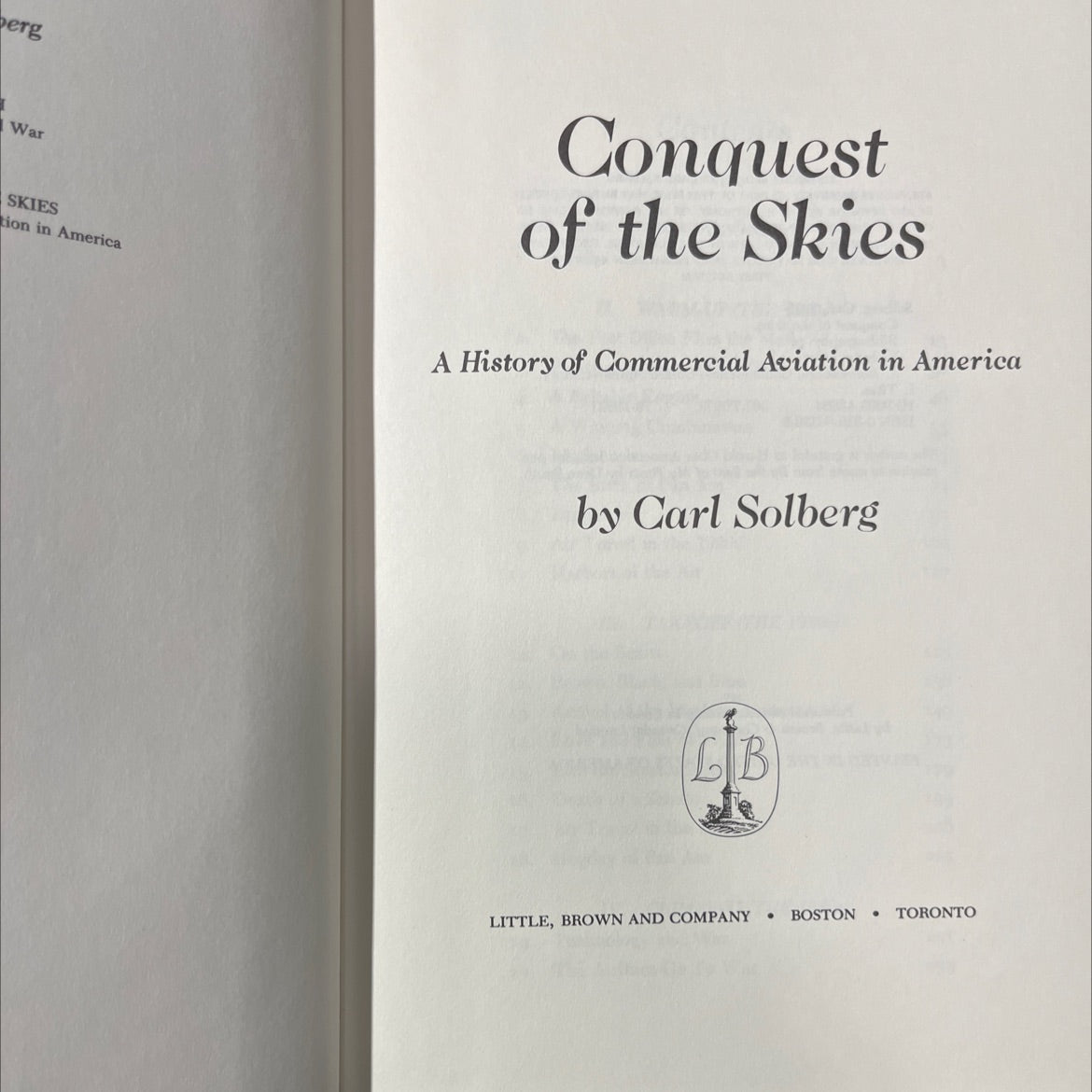 conquest of the skies book, by Carl Solberg, 1979 Hardcover image 2