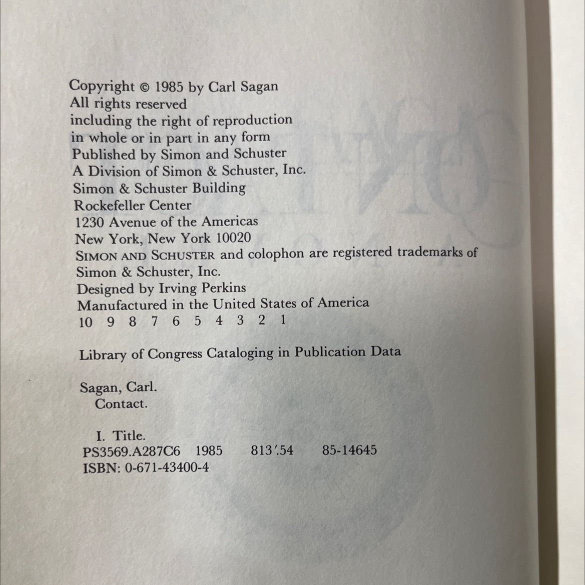 contact book, by carl sagan, 1985 Hardcover image 3