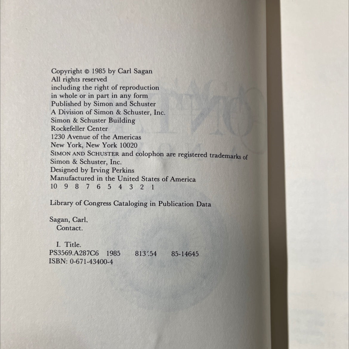 contact book, by carl sagan, 1985 Hardcover image 3