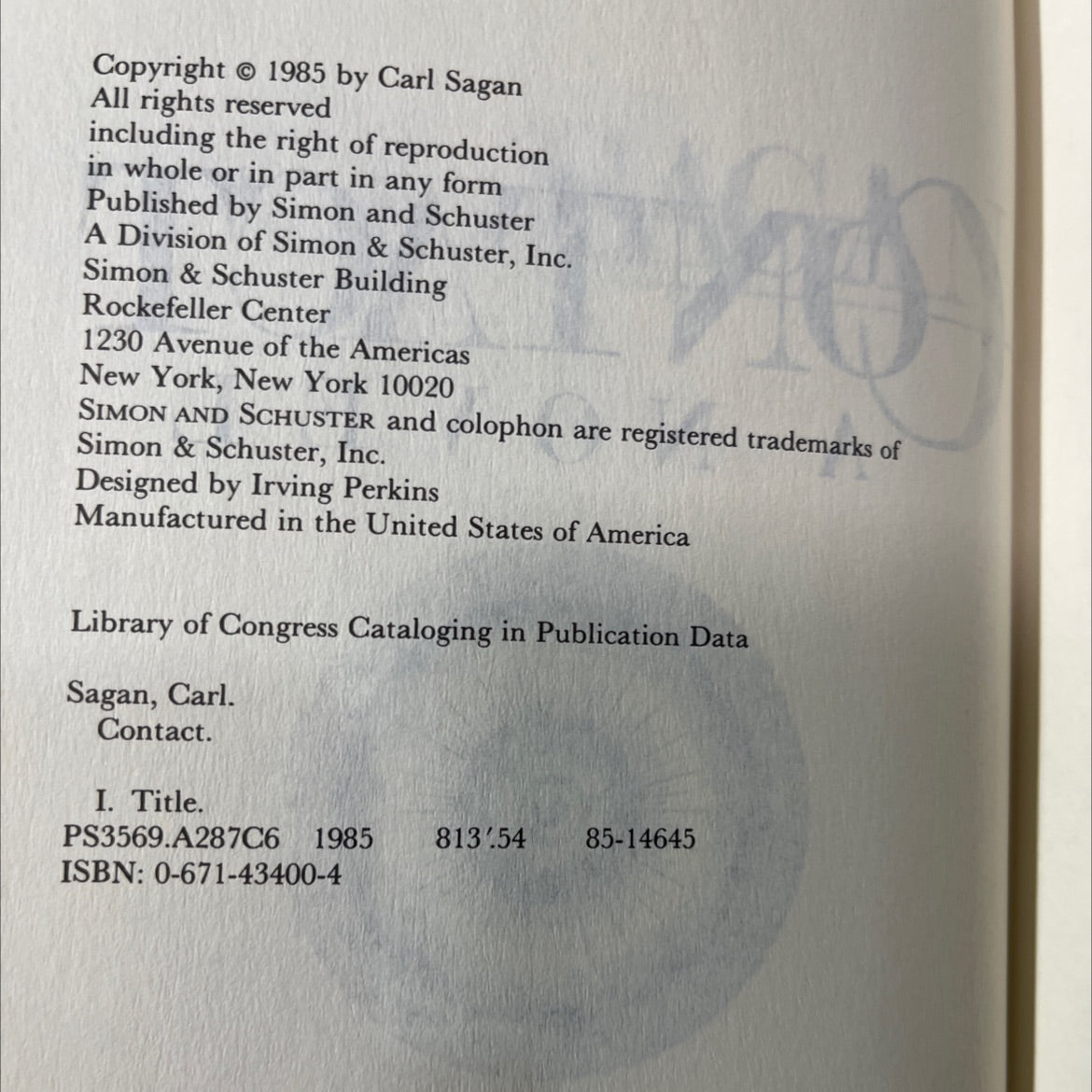 contact book, by Carl Sagan, 1985 Hardcover image 3