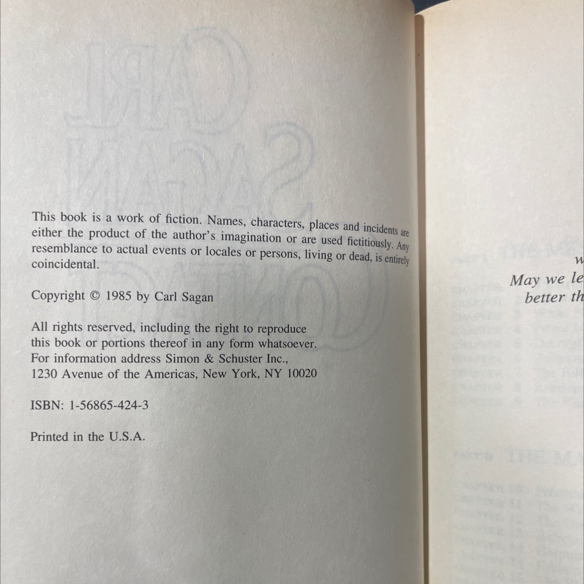 contact book, by carl sagan, 1985 Hardcover image 3