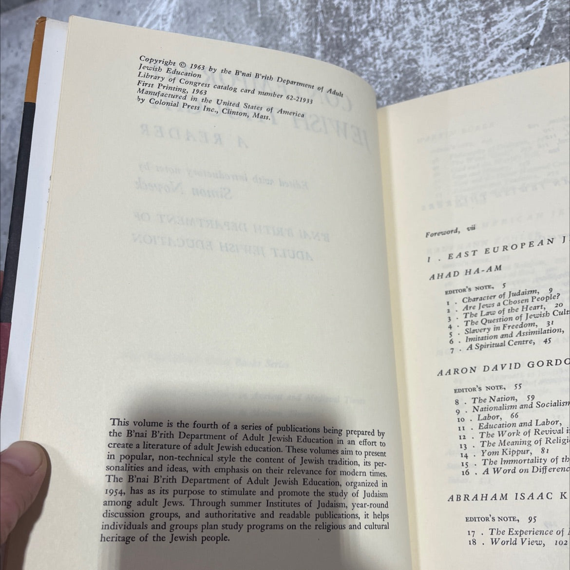 contemporary jewish thought a reader book, by Simon Noveck, 1963 Hardcover image 3