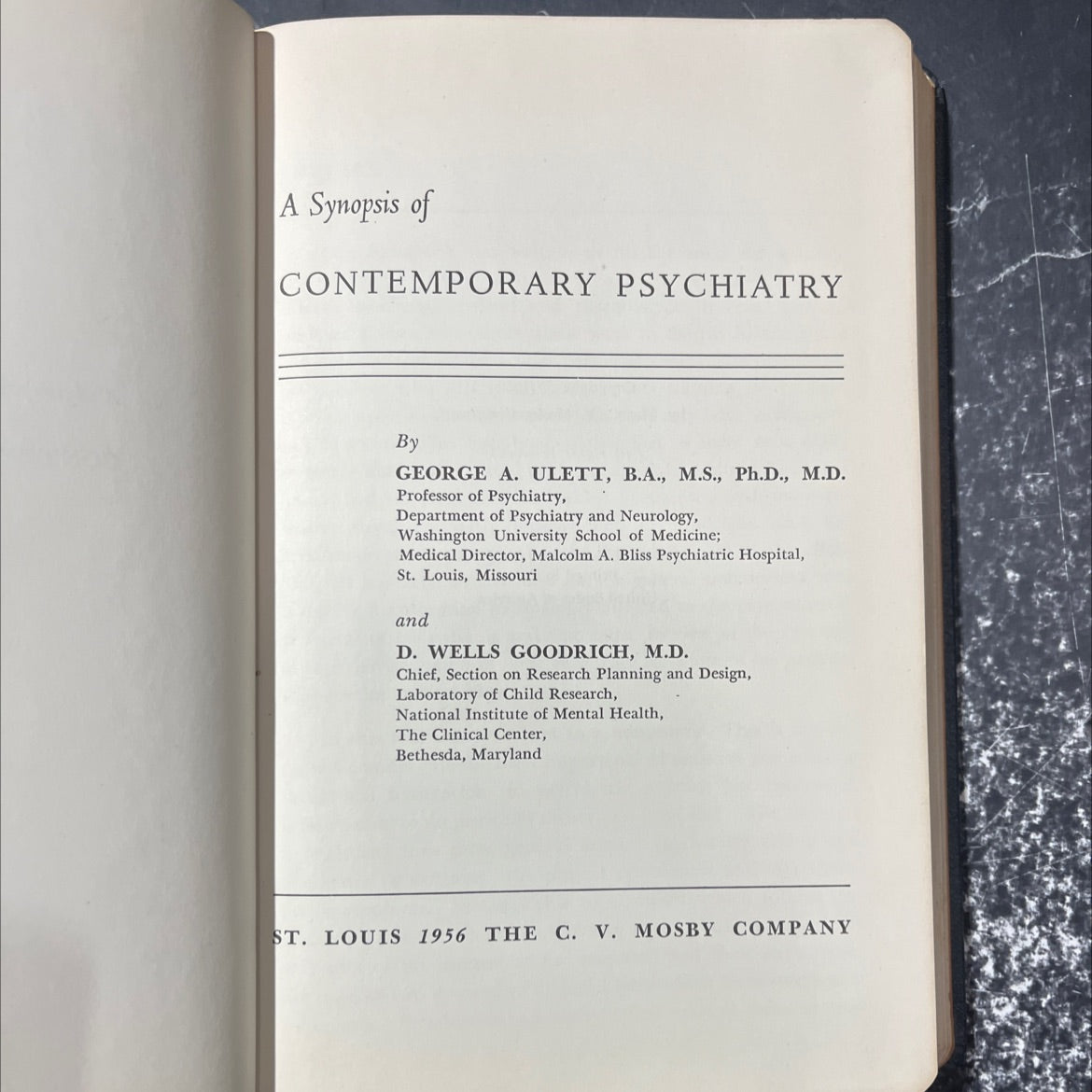 contemporary psychiatry book, by george a. ulett, d. wells goodrich, 1956 Hardcover image 2