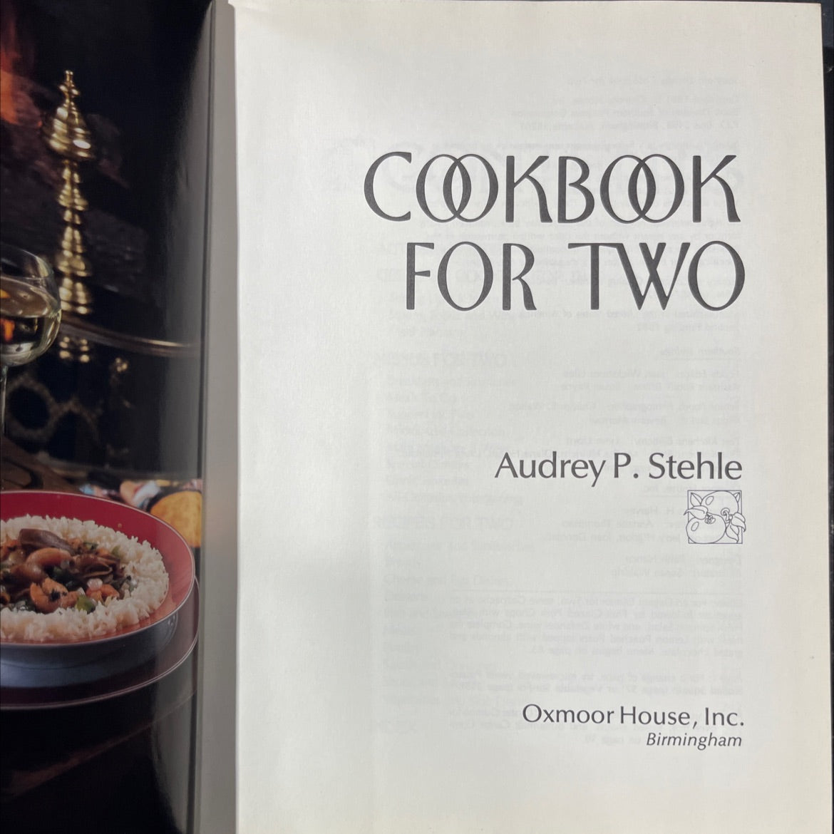 cookbook for two book, by Audrey P. Stehle, 1981 Hardcover image 2