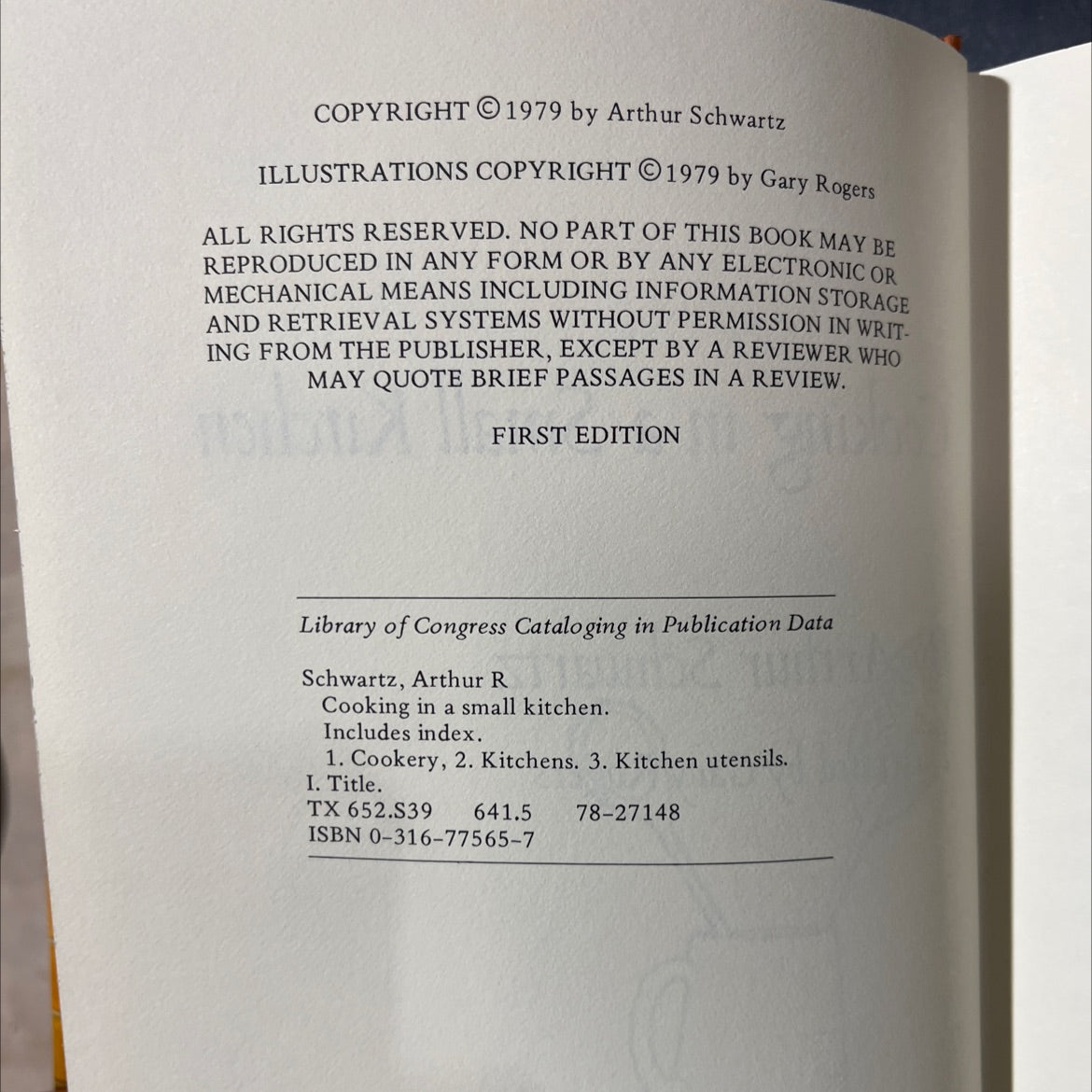 cooking in a small kitchen book, by Arthur Schwartz, 1979 Hardcover image 3