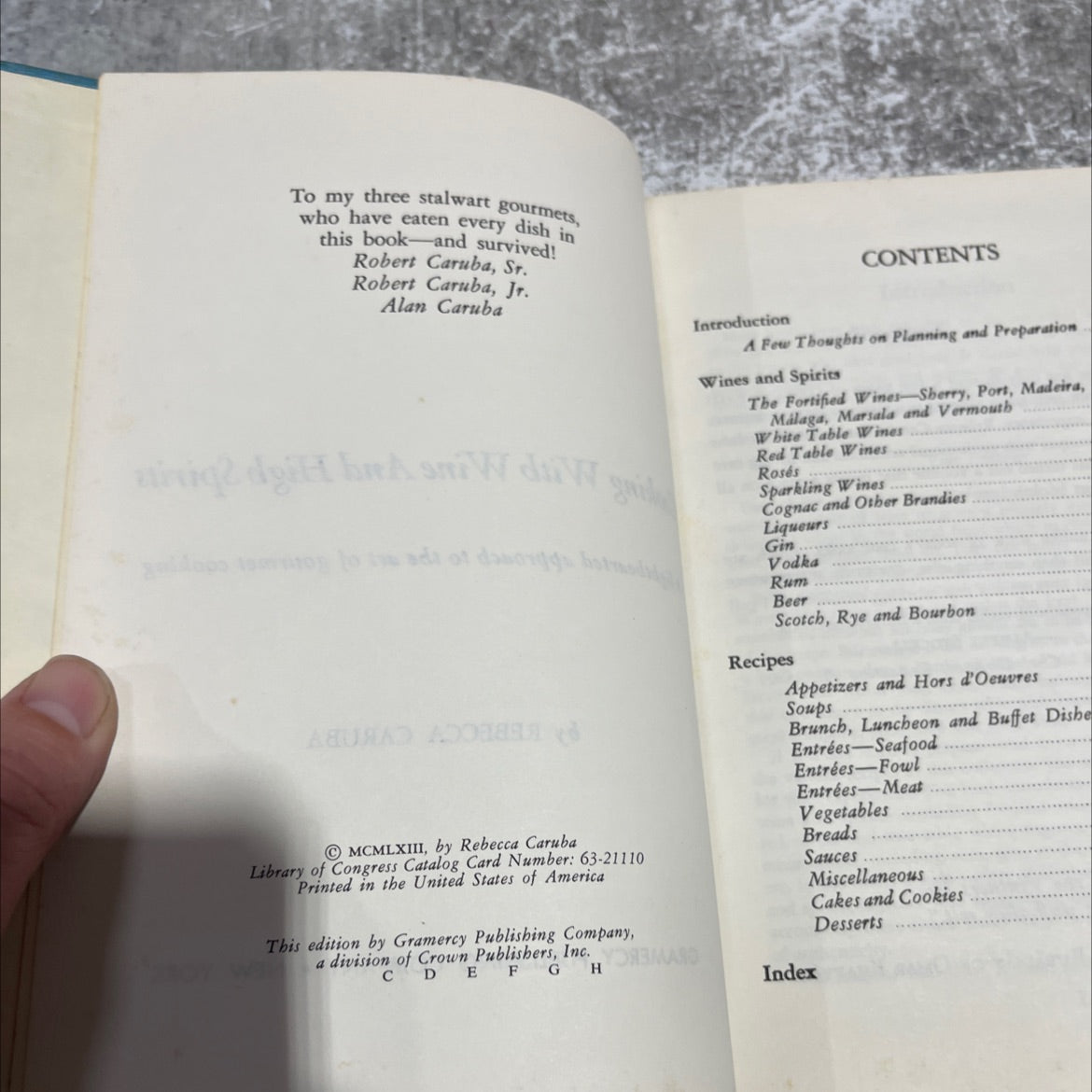 cooking with wine and high spirits book, by rebecca caruba, 1963 Hardcover image 3