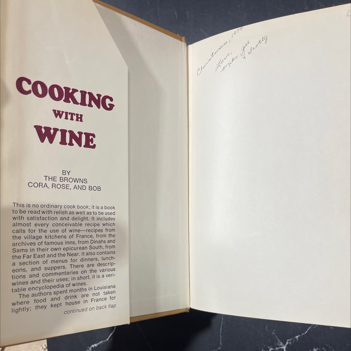 cooking with wine book, by Cora Brown, Rose Brown, Bob Brown, 1960 Hardcover image 4