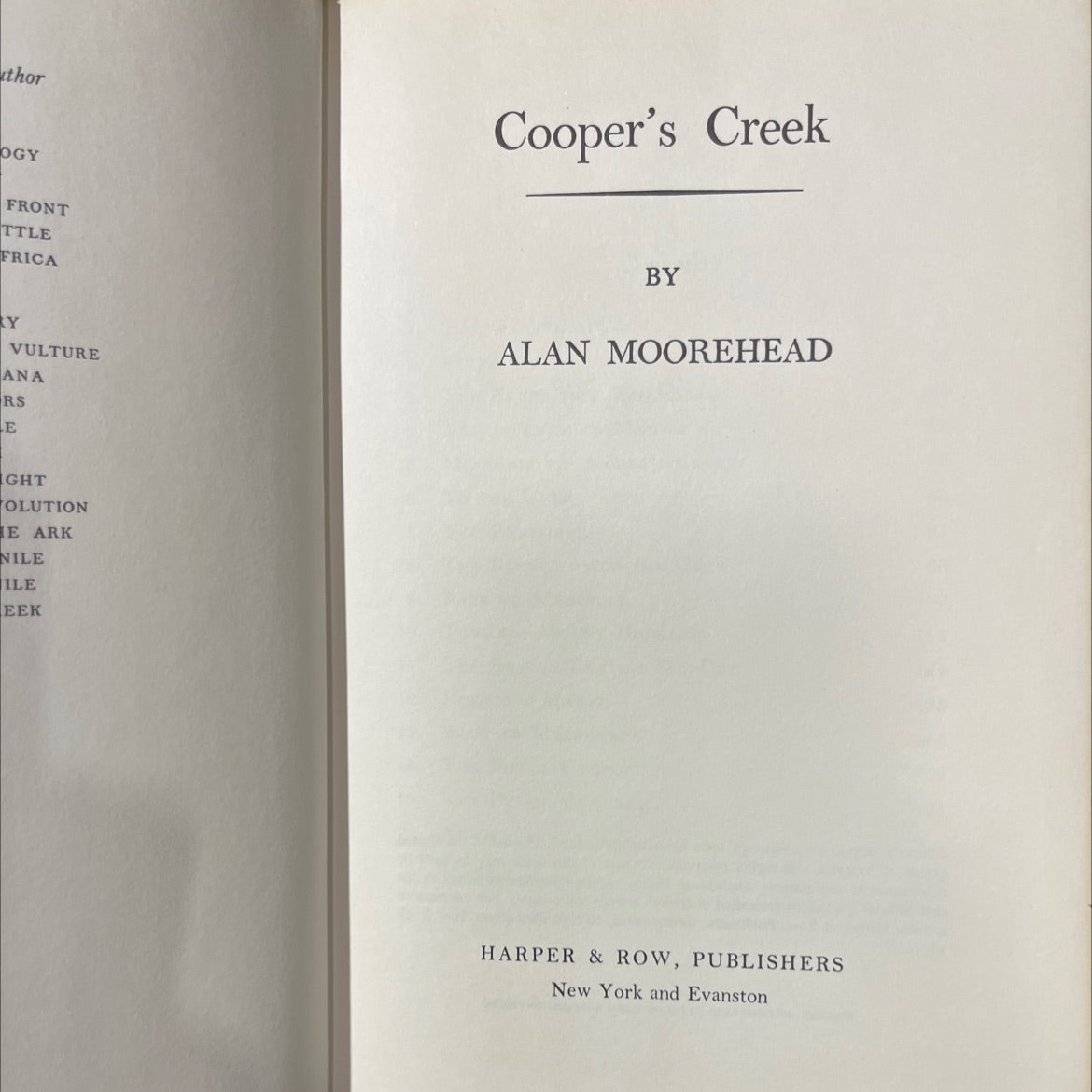cooper's creek book, by alan moorehead, 1963 Hardcover image 2