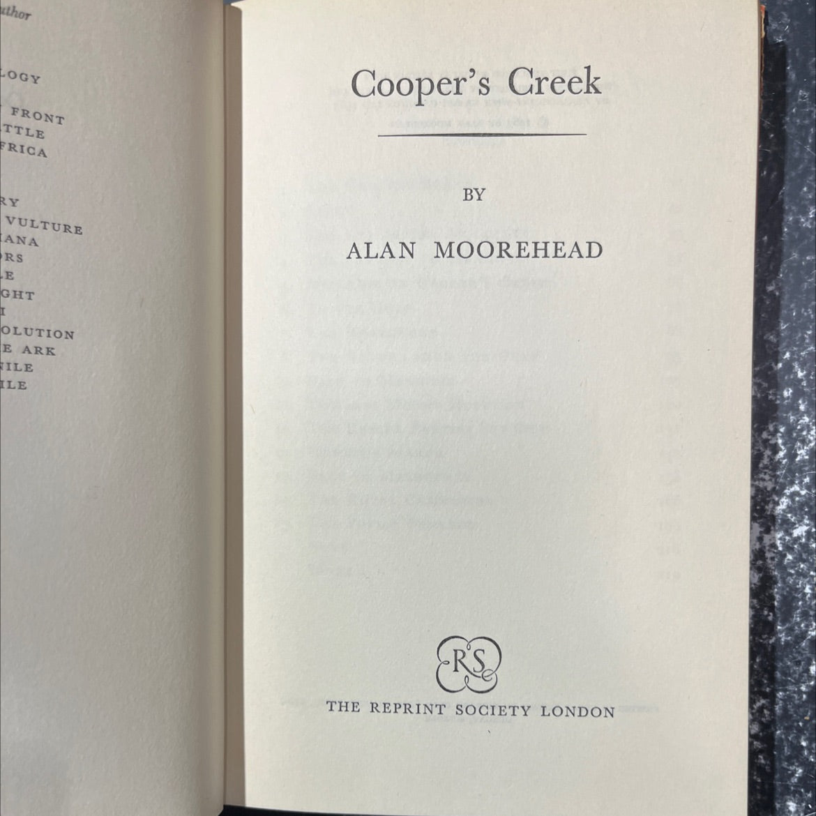 cooper's creek book, by alan moorehead, 1965 Hardcover image 2