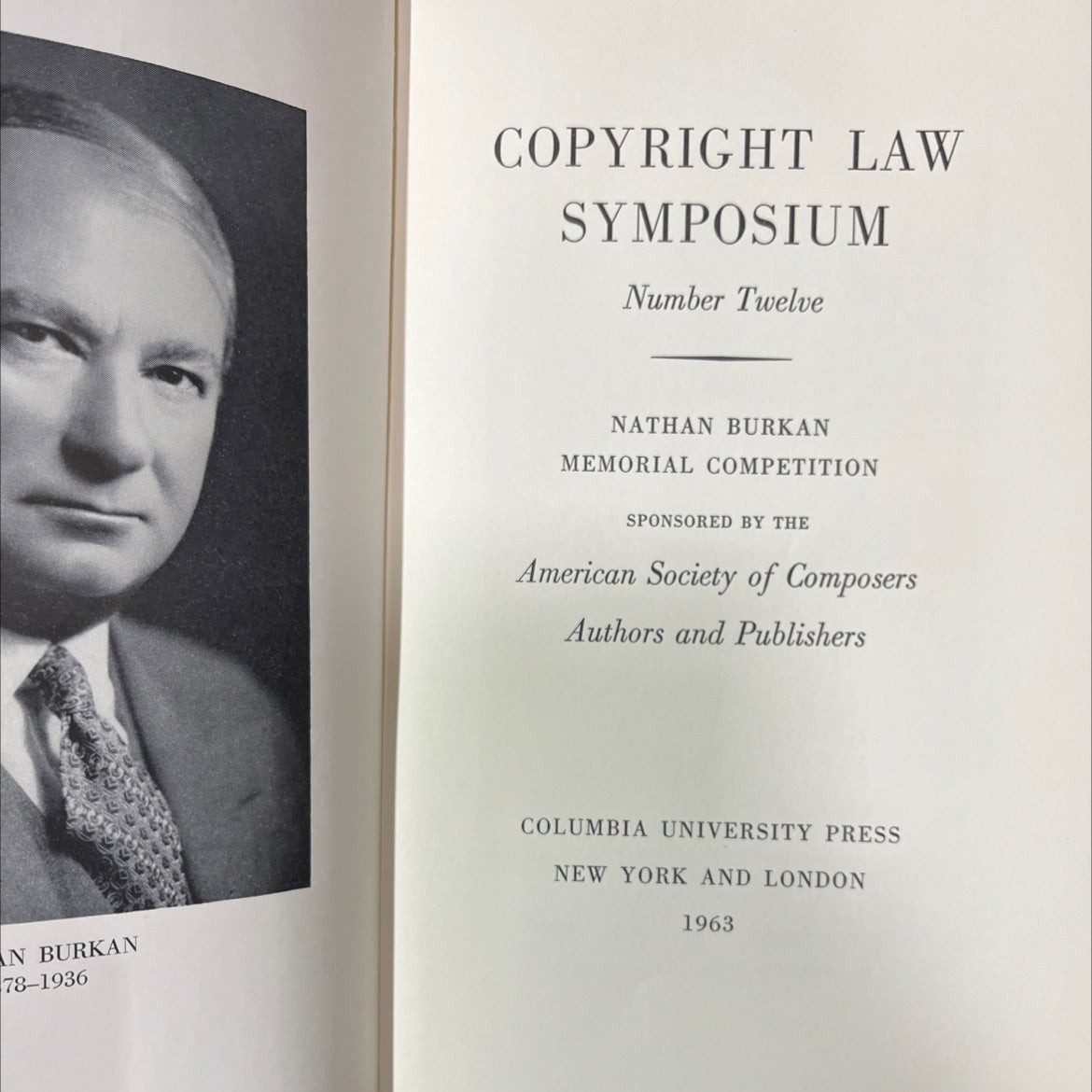 copyright law symposium number twelve book, by unknown, 1963 Hardcover image 2