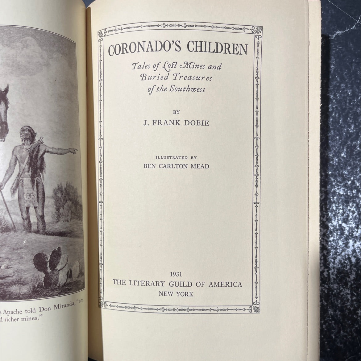 coronado's children tales of lost mines and buried treasures of the southwest book, by j. frank dobie, 1931 Hardcover image 2