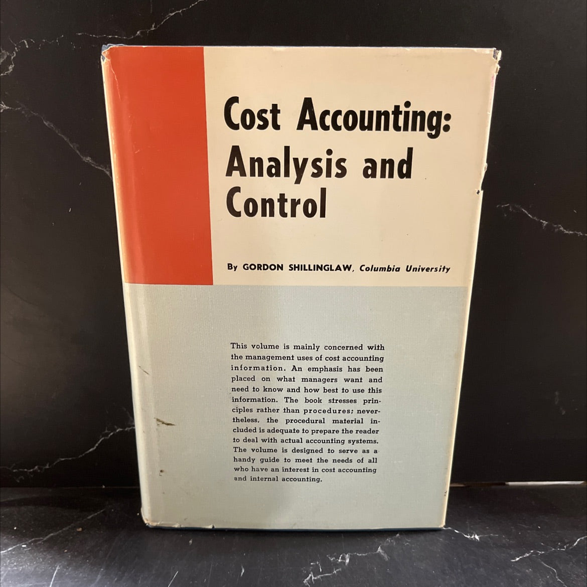 cost accounting analysis and control book, by gordon shillinglaw, 1966 Hardcover image 1