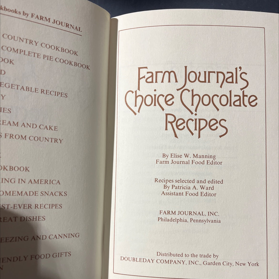 country cookbook book, by Elise W. Manning, 1978 Hardcover image 2