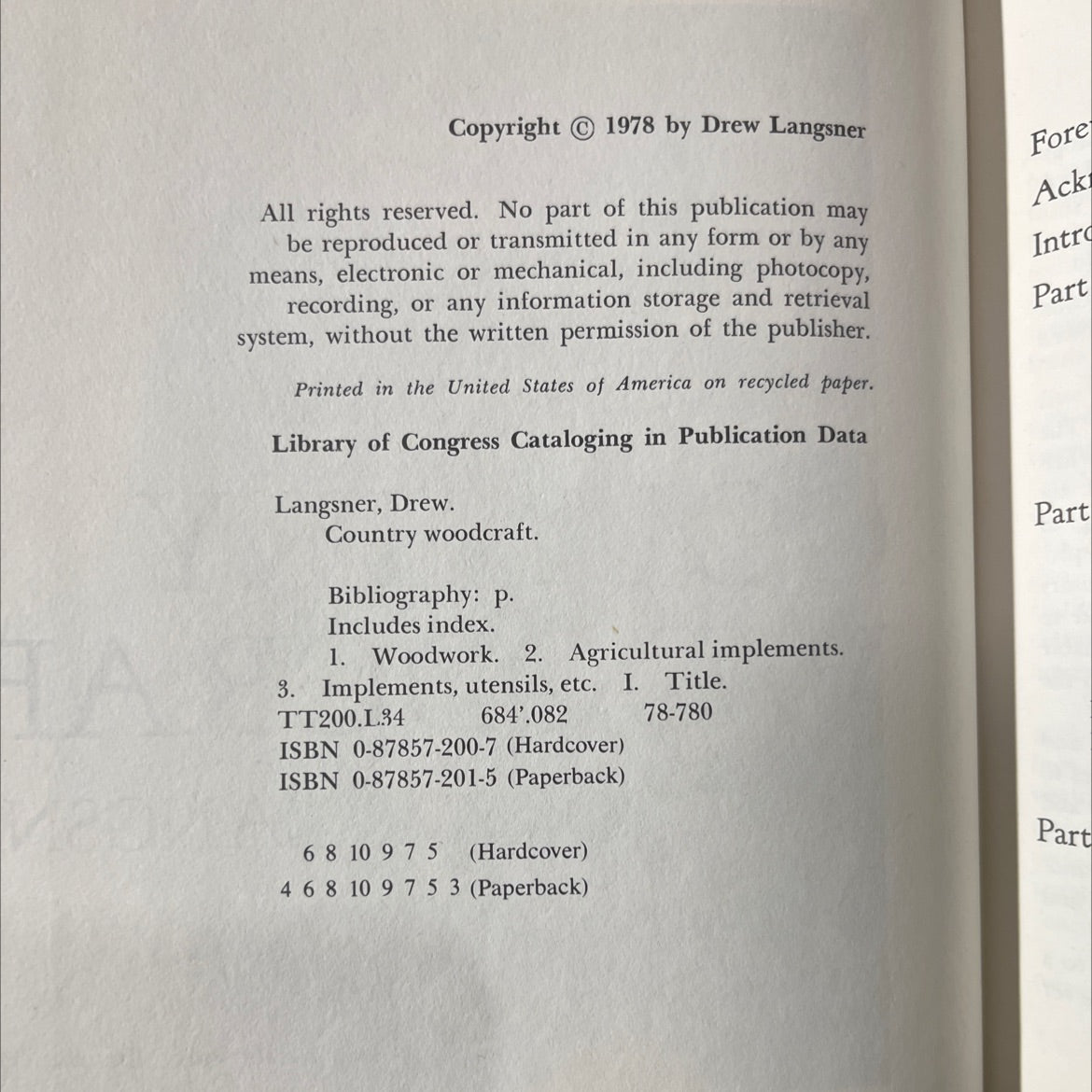 country woodcraft book, by Drew Langsner, 1978 Hardcover image 3