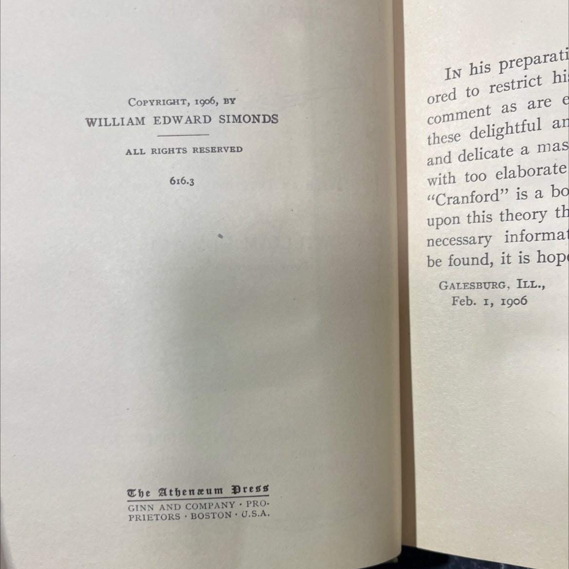 cranford book, by elizabeth stevenson gaskell, 1906 Hardcover image 3