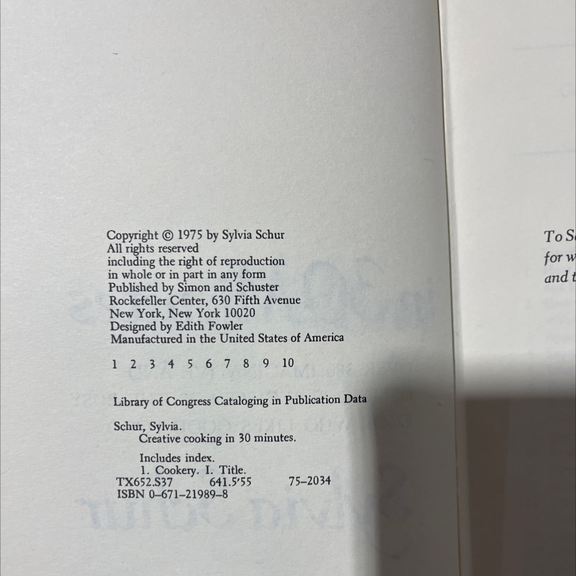 creative cooking in 30 minutes book, by Sylvia Schur, 1975 Hardcover, First Edition, Vintage image 3
