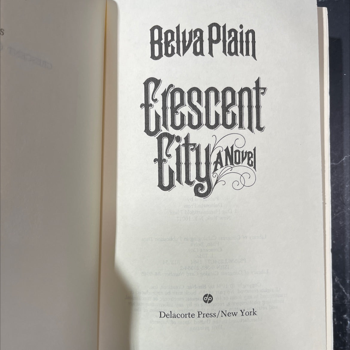 crescent city book, by belva plain, 1984 Hardcover image 2