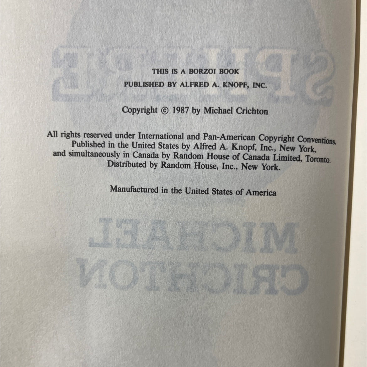 crichton sphere book, by michael crichton, 1987 Hardcover image 3