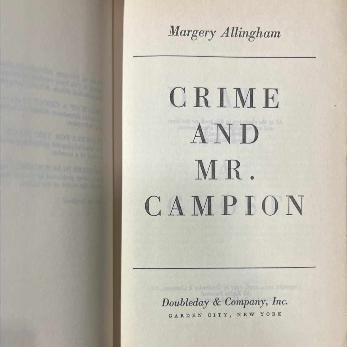 crime and mr. campion book, by Margery Allingham, 1937 Hardcover image 2