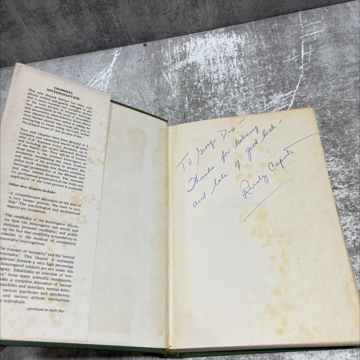 SIGNED criminal interrogation book, by arthur s. aubry, jr. and rudolph r. caputo, 1972 Hardcover, Vintage image 4