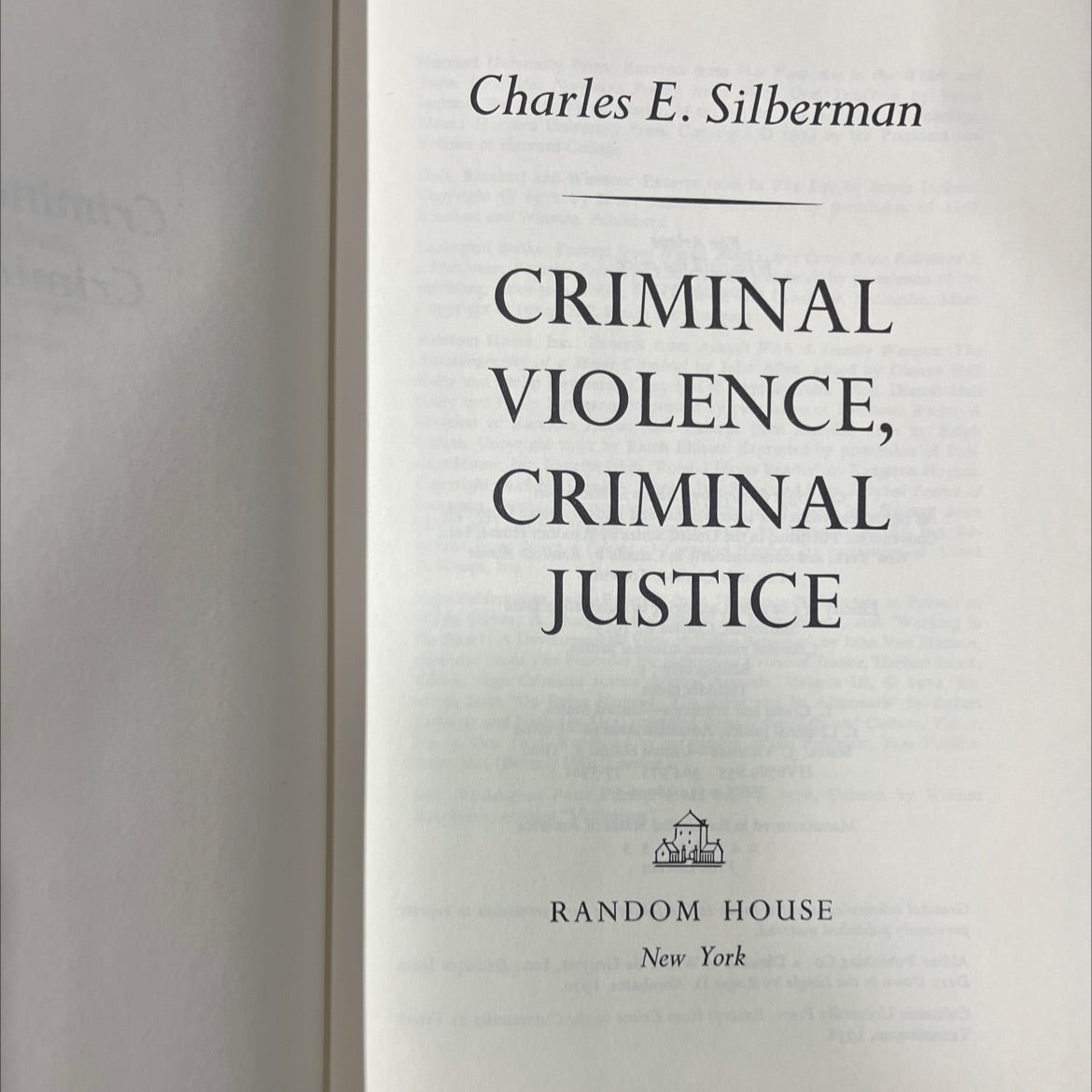 criminal violence, criminal justice book, by Charles E. Silberman, 1978 Hardcover image 2