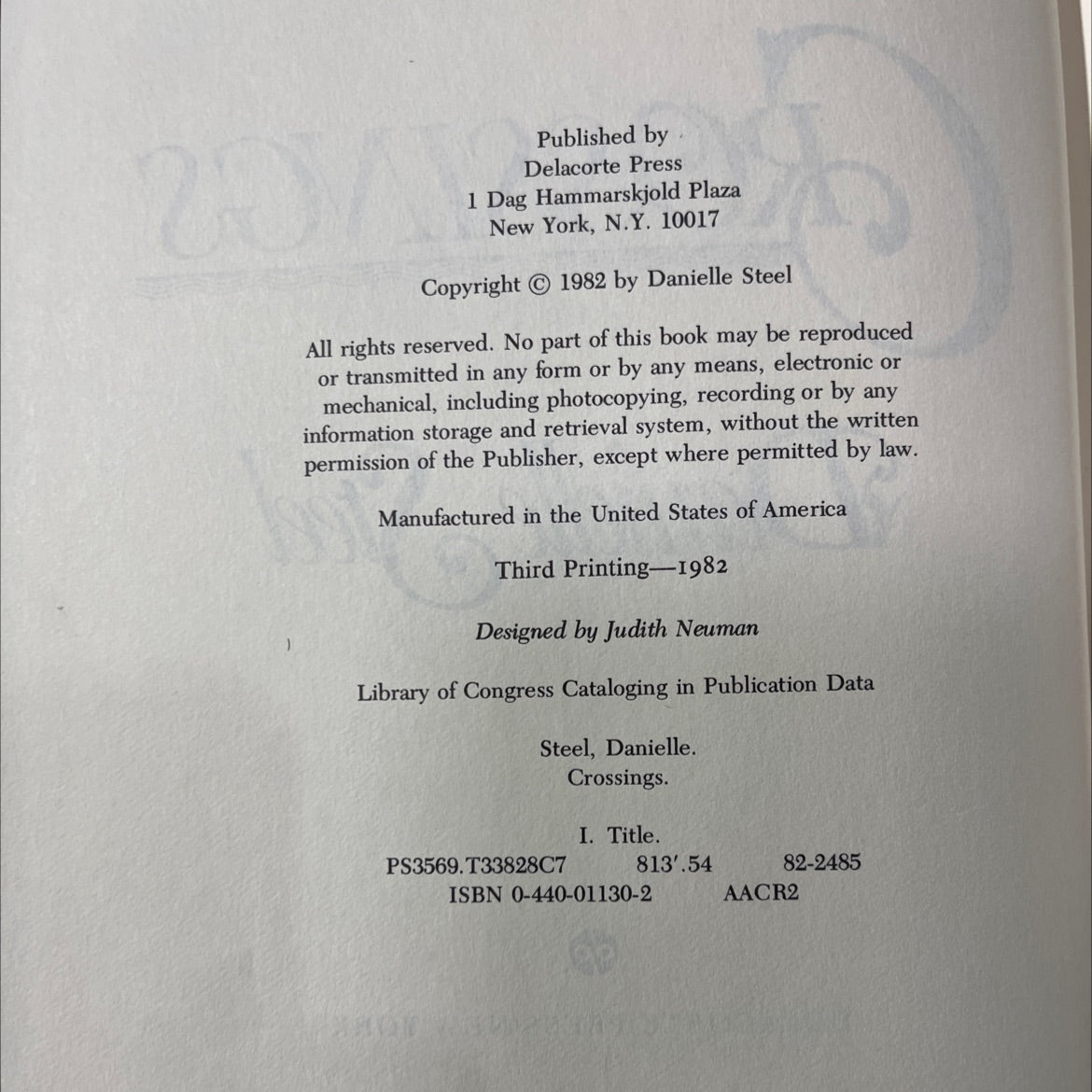 crossings book, by danielle steel, 1982 Hardcover image 3