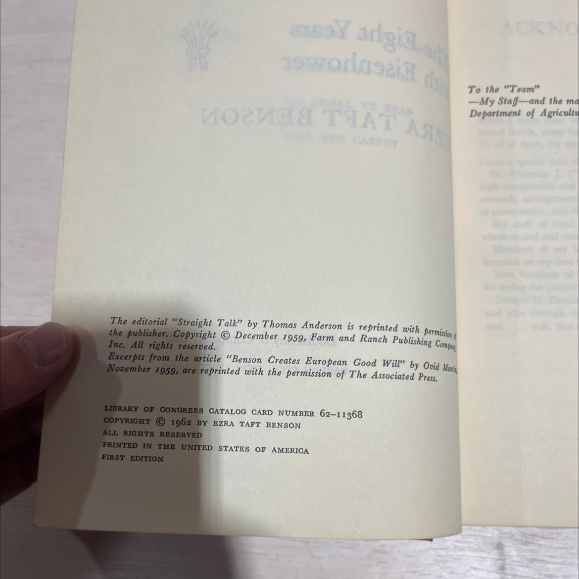 crossroads cross fire the eight years with eisenhower book, by ezra taft benson, 1962 Hardcover image 3
